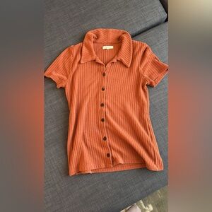 Madewell orange collared button down top
